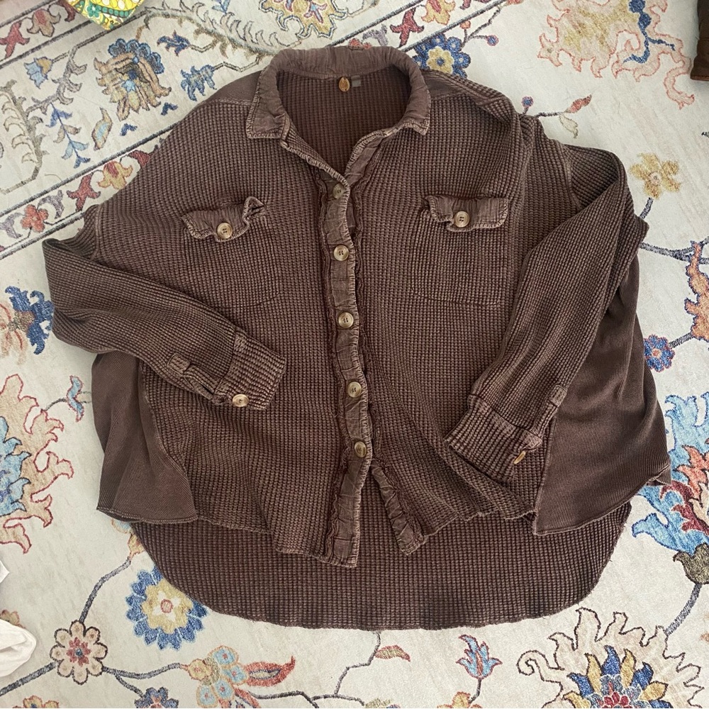 FP One Brown Button Down Shirt/Shacket